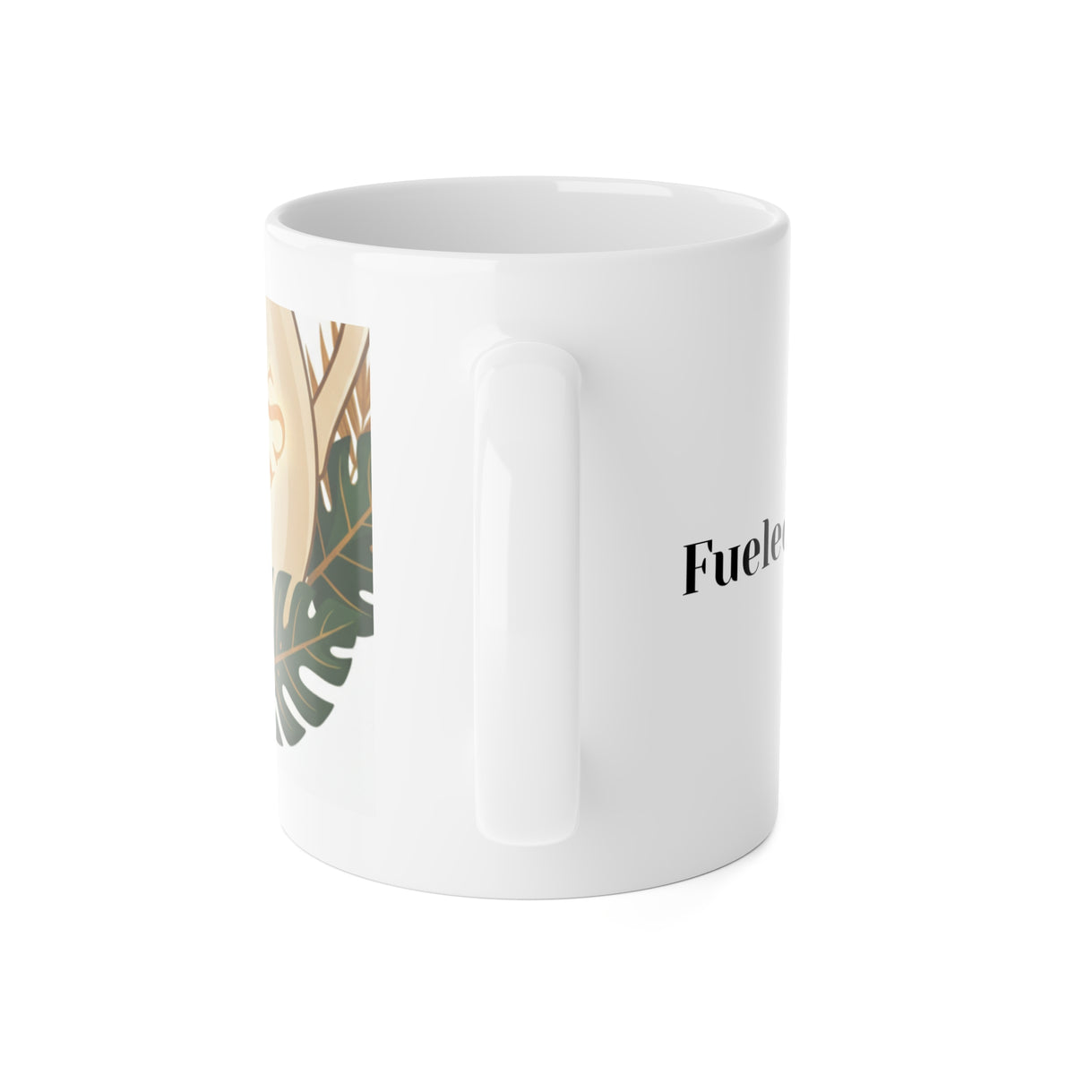 Fueled By Desire Ceramic Mug — 11oz Inspirational Coffee Cup with Tropical Accent