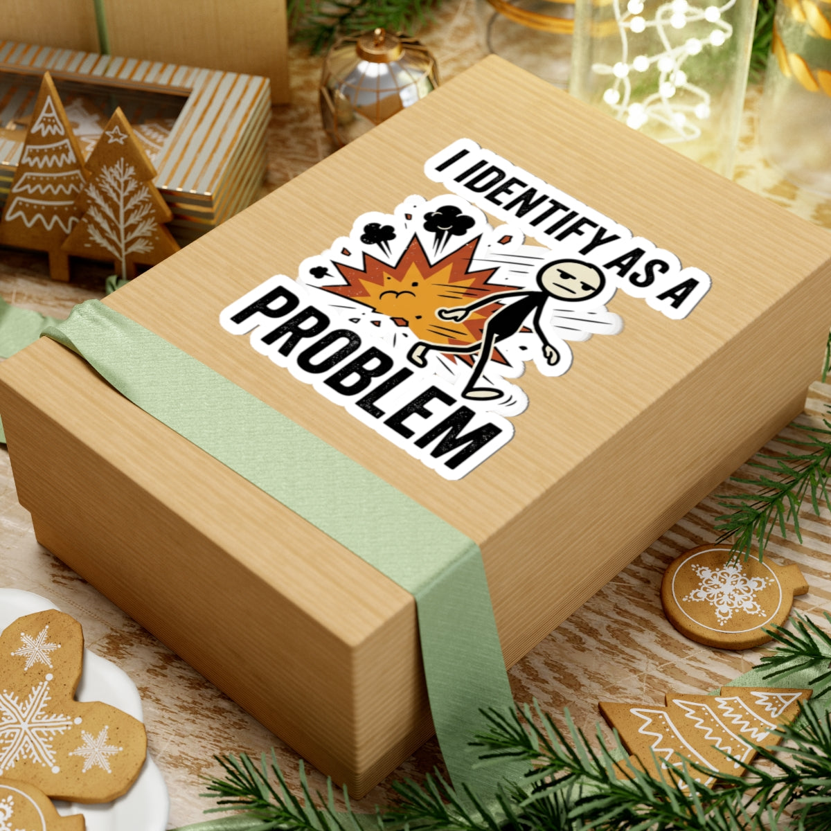 I Identify As A Problem Sticker — Funny Kiss-Cut Vinyl Sticker
