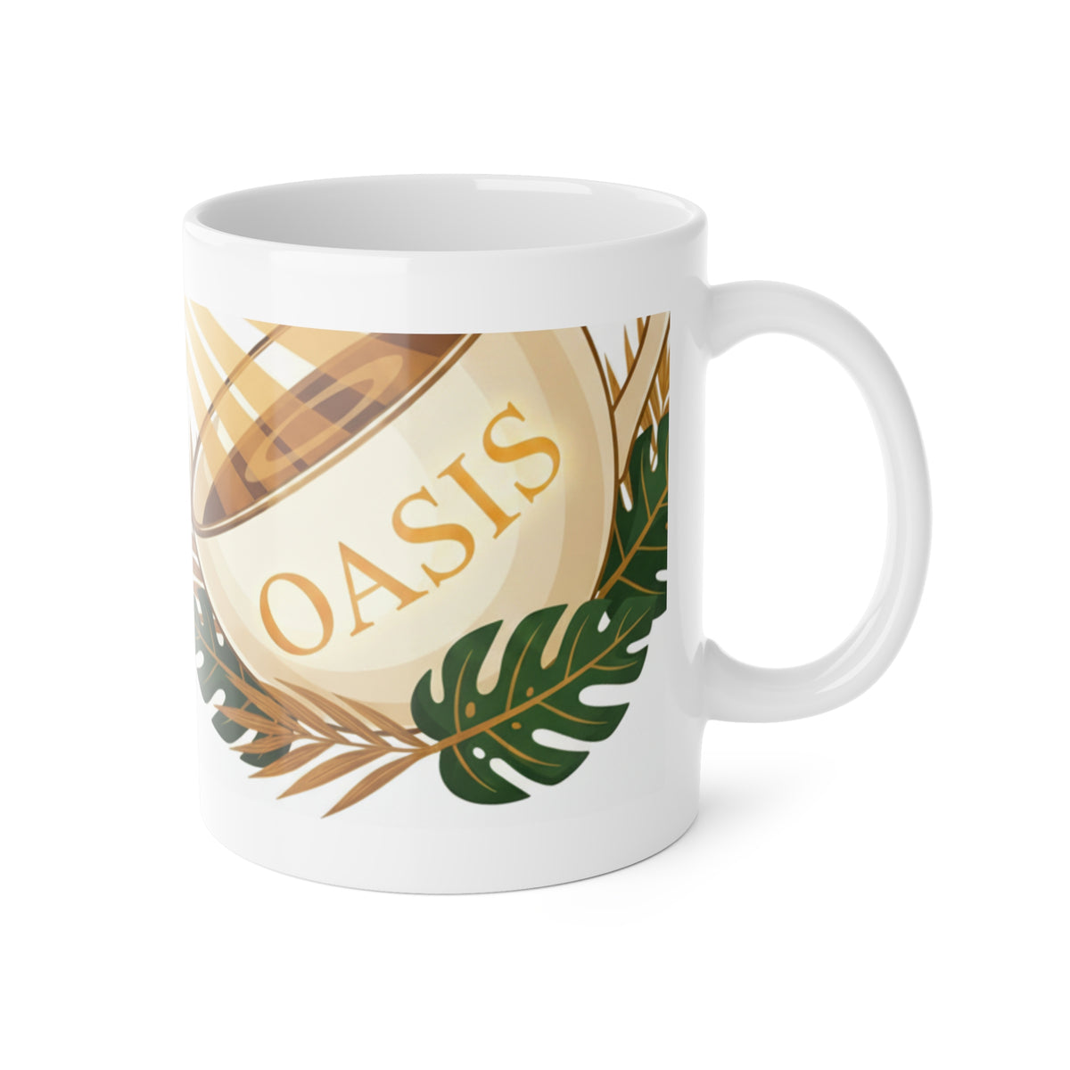 Fueled By Desire Ceramic Mug — 11oz Inspirational Coffee Cup with Tropical Accent