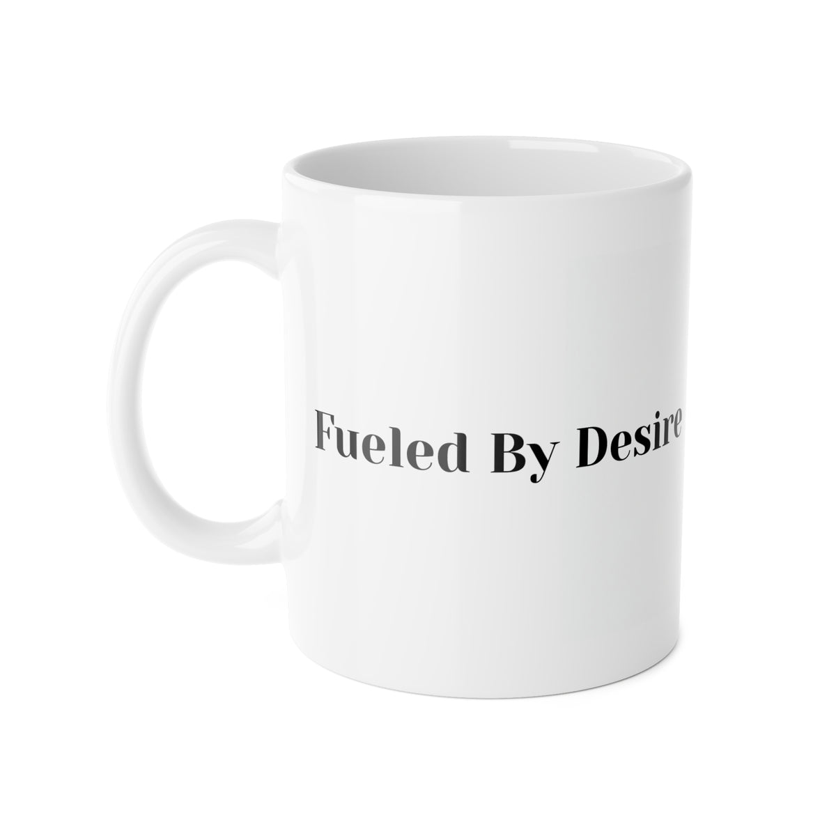 Fueled By Desire Ceramic Mug — 11oz Inspirational Coffee Cup with Tropical Accent