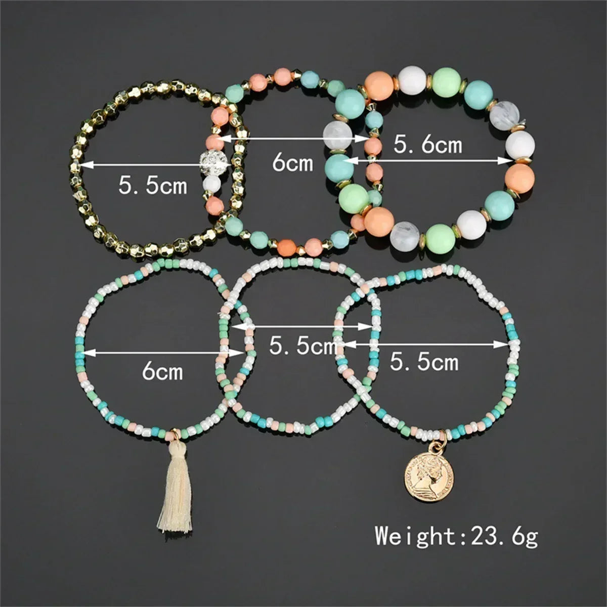 Bohemia Crystal Tassel Multicolor Beads Bracelets For Women Handmade Elastic Rope Charm Wrap Bracelet Summer Beach Party Jewelry